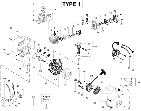 FL25LE trimmer engine Type 1 Parts