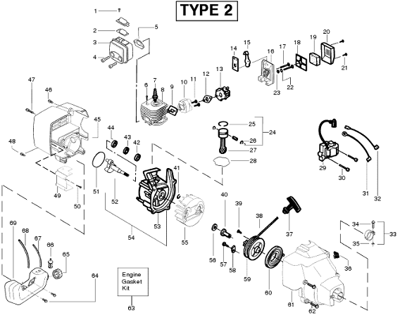 FL25LE trimmer engine Type 2 Parts